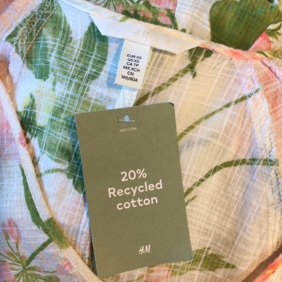 H&M Recycled Cotton White Floral Boho Style Casual Dress NWT - Picture 6 of 7